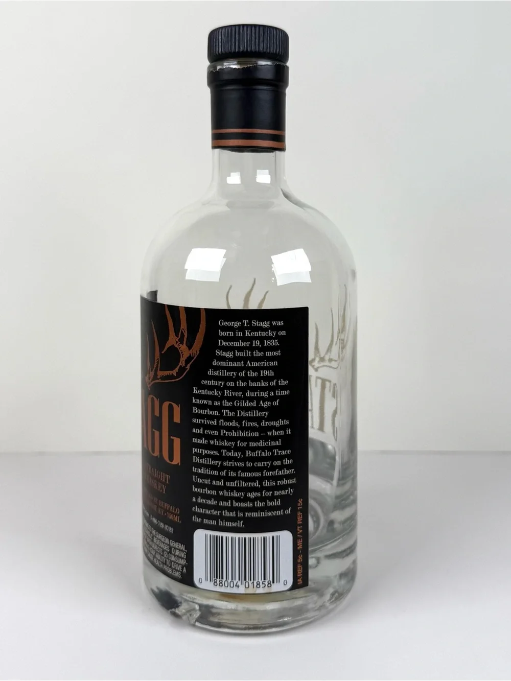 Stagg Jr Straight Bourbon Whiskey Empty Bottle & Cap 126.5 Proof Batch 25A